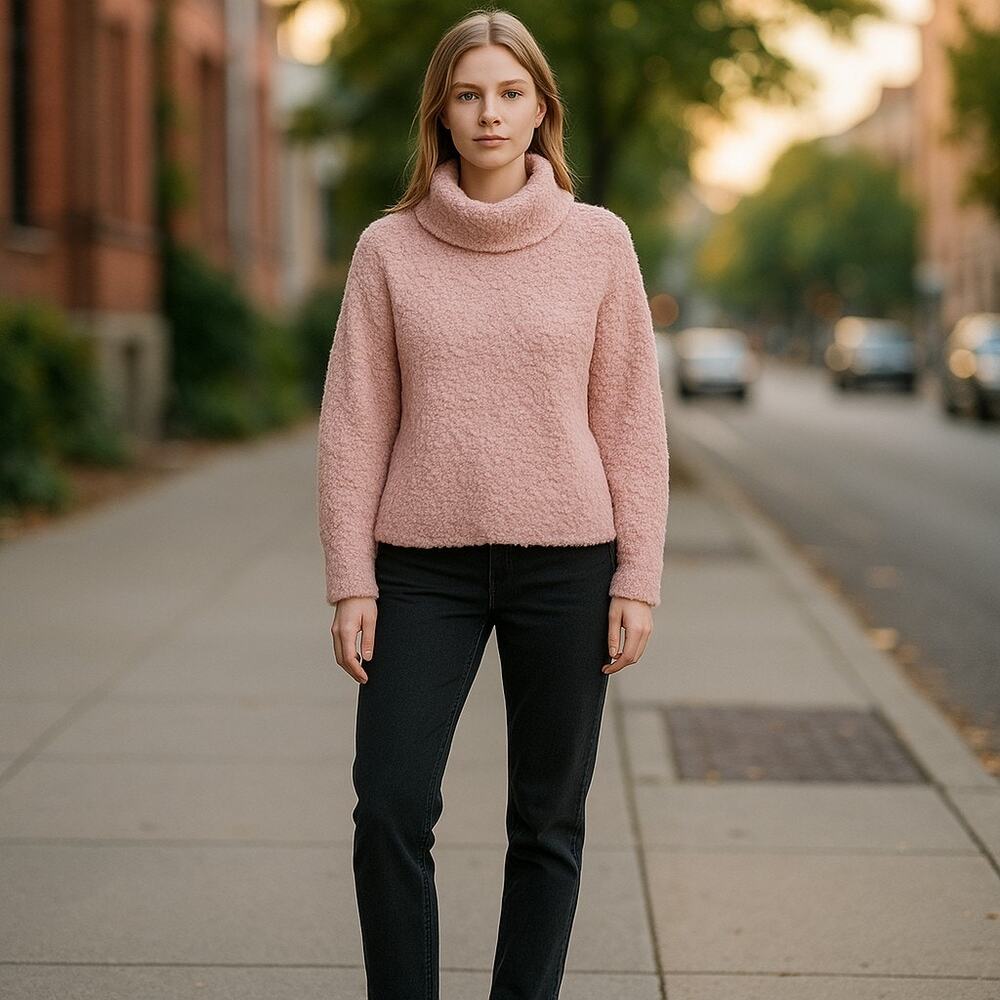 Pink Republic Womens Sweater Size XS Soft Fluffy Turtleneck Mauve Blossom NEW
